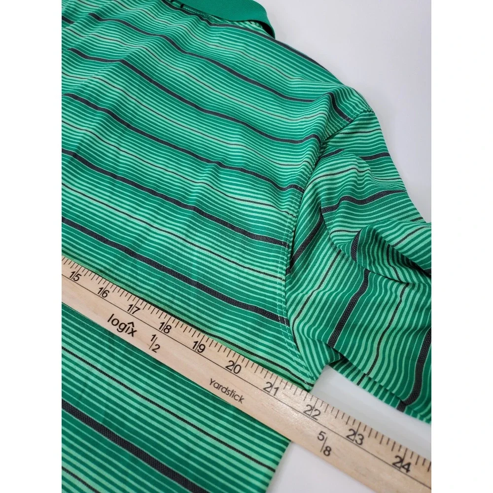 Nike Mens Polo Shirt Green Dri-Fit Golf Tour Performance Striped 585822 Size L
